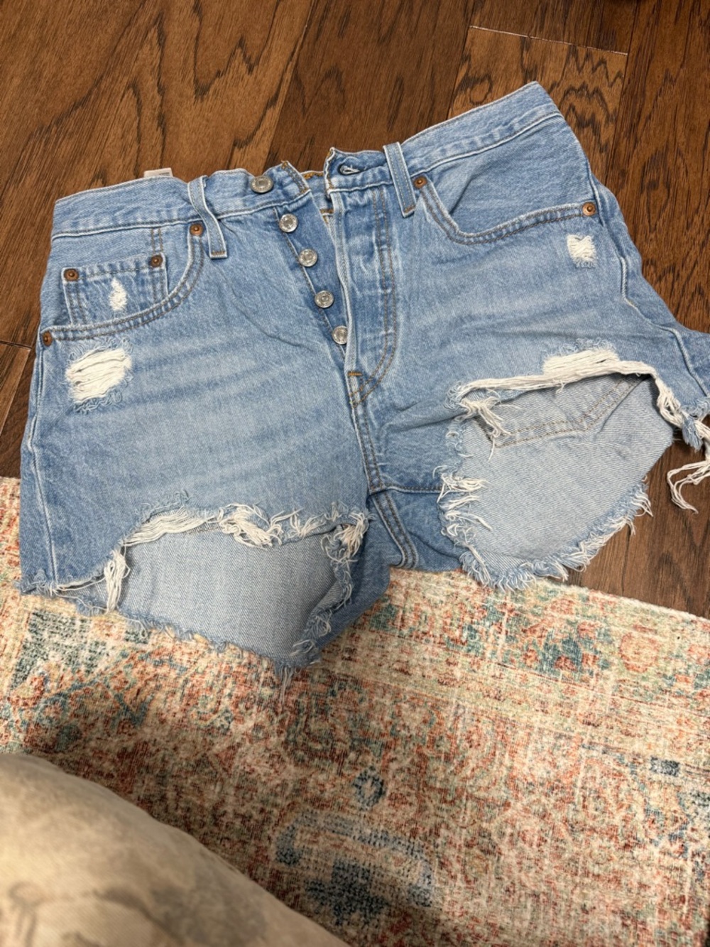 Levi’s size 26 Women’s Light Blue Distressed Denim Shorts